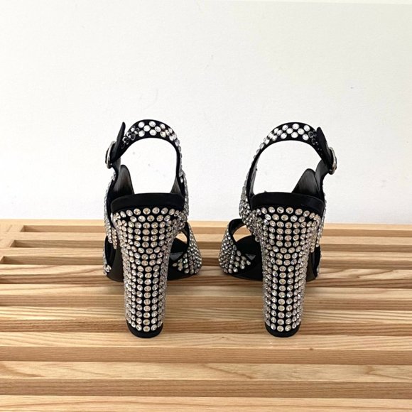 PRADA - Crystal Block Heel Open Toe Pump - Picture 7 of 15